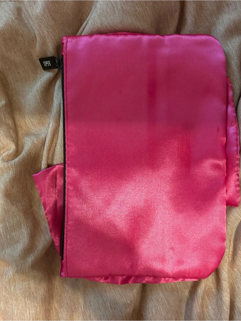 ipsy Hot Pink Satin Bow Cosmetic Bag